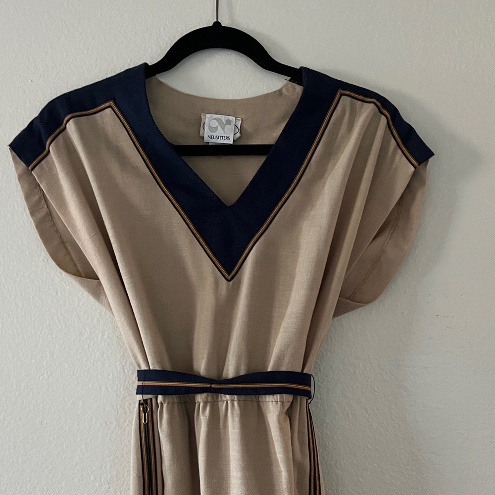 Vintage Beige and Navy Dress